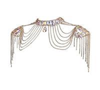 Zanthicia Catena per il corpo a spalla Catena per la spalla alla moda per ballo di fine anno matrimonio spiaggia argento, Oro colorato, Larghezza del collo 3 cm