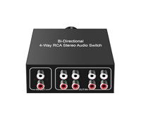 Zanthicia Commutatore audio L/R in metallo Elegante 4 in 1 Out/1 4 Out Office Table Game Machine Convertitore splitter a due vie DVD