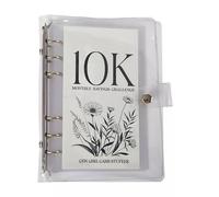 Zanthicia Libretto di risparmio per busta Challenge Blocco note pratico multifunzionale con copertina rigida A5 in fogli di plastica bianca, 10K