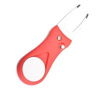 Zanthicia Pieghevole Golf Pitch Groove Riparazione Forcella Pratica Forcone Testa in Acciaio Inossidabile Pennarello Portatile Rimozione Riparazione, Rosso