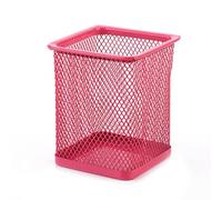 Zanthicia Portapenne in metallo a rete, rotondo, quadrato, gomma da cancellare, cancelleria da scrivania, cosmetici, organizzatore, ufficio, scuola, dormitorio, Quadrato/Rosa rossa