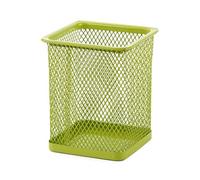 Zanthicia Portapenne in metallo a rete, rotondo, quadrato, gomma da cancellare, cancelleria da scrivania, cosmetici, organizzatore, ufficio, scuola, dormitorio, Quadrato/Verde