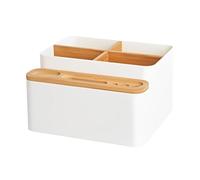 Zanthicia Portapenne Multi Grid Desktop Modern Simple Style Tinta unita Occhiali Eyeliner Smart Phone Organizer Storage Box, Bianco