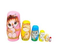 Zanthicia Scultura Figurina Bambini Piccoli Bambole Matrioska Russa Giocattoli Impilabili Set di 6 Pezzi Le Bambole Matrioska Russa a Sei Strati Sono Articoli Artigianali Unici Ricco Stile Regionale