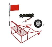 Zanthicia Secchio posteriore Roll Cage Rack Car 1:10 Aggiornamento del veicolo Sostituzione della lampada del tetto pneumatico Accessori per la manutenzione, Bandiera Rossa Della Cremagliera Rossa