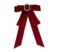 Zanthicia Spilla in tessuto con fiocco, facile da attaccare, elegante accessorio per cravatta, abiti e uniformi professionali, che rimane in posizione per tutto il giorno. Un, Rosso, 11x18 cm