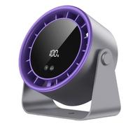 Zanthicia Ventilatore elettrico facile da pulire con display digitale a LED intelligente Mini ventilatore portatile per la casa di ricarica da tavolo, versione con connettore USB, Viola-grigio
