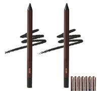 ZANWANXIN 24hr Waterproof Eyeliner, 24 Hr Waterproof Eyeliner Duo Sharpenable Eye Pencil,Chocolate Eyeliners (2pcs-Black)