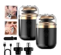 ZANWANXIN Capsule Razor, Mini Portable Electric Shaver,Waterproof Washable Rotary Razor, with Nose Hair Trimmer (2Pcs-Black)