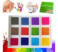 ZANWANXIN Funny Finger Painting Kit, Washable Finger Paint Sets with Book for Kids, Diy Crafts Finger Paint Sets, Colorful and Easy Clean Up, Finger Painting Fortoddlers 1-3 (Square - 12 colors)