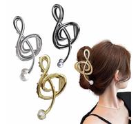 ZANWANXIN Gold Music Note Hair Clip, New Upgrade Treble Clef Hair Clip, Metal Treble Clef Claw Clip, Grace Cute Styling Accessories for Women, Music Note Hair Clip with Pearl (All)