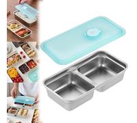 ZANWANXIN Grab and Go Snack Containers Stainless Steel, Snack Container, Stainless Steel Double Compartment Snack Containers (1pcs)