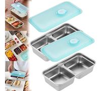 ZANWANXIN Grab and Go Snack Containers Stainless Steel, Snack Container, Stainless Steel Double Compartment Snack Containers (2pcs)