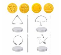 ZANWANXIN Korean Sugar Candy Making Tools, Sugar Game Kit, Stainless Steel Cookie Cutters Biscuit Molds, Umbrella Triangle Star Round Baking Cake Molds for Party Sugar Game Cookie (B)