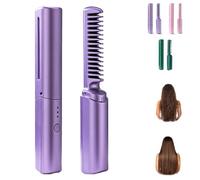 ZANWANXIN Latest Hairdressing Comb, Straight Hair Comb Wireless 2 in 1, Portable Ceramic Hair Dressing Combs (Purple)