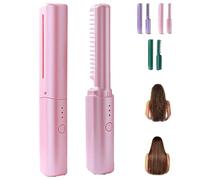 ZANWANXIN Latest Hairdressing Comb, Straight Hair Comb Wireless 2 in 1, Portable Ceramic Hair Dressing Combs (Pink)