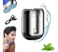 ZANWANXIN New Model Mini Dual-Head Electric Shaver, Upgrade Pocket Shaver, Pocket Size Washable Electric Razor, Double-Ring Magnetic Cutter,for Home, Travel, Unisex (Silver)