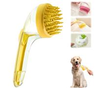 ZANWANXIN Pet Bath Brush with Soap Dispenser, Pet Bath Brushs with Shampoo Dispenser, French Bulldog Bathing Brush Brosses de toilettage for small animal (Yellow, Coarse bristle brush)