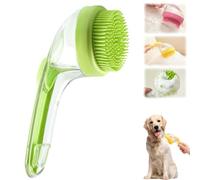ZANWANXIN Pet Bath Brush with Soap Dispenser, Pet Bath Brushs with Shampoo Dispenser, French Bulldog Bathing Brush Brosses de toilettage for small animal (Green, Fine bristle brush)