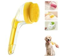 ZANWANXIN Pet Bath Brush with Soap Dispenser, Pet Bath Brushs with Shampoo Dispenser, French Bulldog Bathing Brush Brosses de toilettage for small animal (Yellow, Fine bristle brush)
