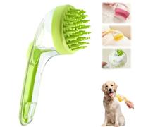 ZANWANXIN Pet Bath Brush with Soap Dispenser, Pet Bath Brushs with Shampoo Dispenser, French Bulldog Bathing Brush Brosses de toilettage for small animal (Green, Coarse bristle brush)