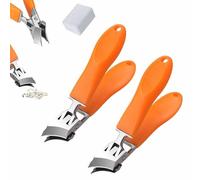 ZANWANXIN Wide Jaw Opening Anti-Splash Slanted Nail Clipper, Stainless Steel Curved Large Nail Clippers Trimmer, 2025 Ultra Sharp Large Slanted Stainless Steel Toe Nails (Orange-2)