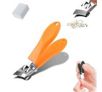 ZANWANXIN Wide Jaw Opening Anti-Splash Slanted Nail Clipper, Stainless Steel Curved Large Nail Clippers Trimmer, 2025 Ultra Sharp Large Slanted Stainless Steel Toe Nails (Orange)