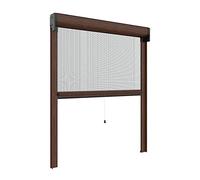 Zanzanet Zanzariera verticale 50 mm per finestre su misura personalizzabile a molla antivento telaio con profilo robusto e resistente in alluminio Made in Italy Noce Scuro