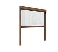 Zanzanet Zanzariera verticale 50 mm per finestre su misura personalizzabile a rullo con catena telaio con profilo robusto e resistente in alluminio Made in Italy Noce Medio