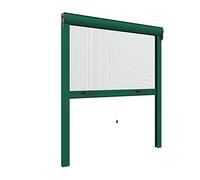 Zanzanet Zanzariera Verticale per finestre su Misura 42 mm cassonetto Sottile Personalizzabile a Rullo con Molla Telaio con Profilo Robusto e Resistente in Alluminio Made in Italy Verde