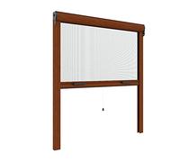 Zanzanet Zanzariera Verticale per finestre su Misura 42 mm cassonetto Sottile Personalizzabile a Rullo con Molla Telaio con Profilo Robusto e Resistente in Alluminio Made in Italy Ciliegio