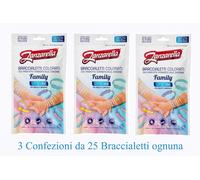 Zanzarella, 24 x 25 Braccialetti Antizanzare Family, in Silicone 100% Riciclabile, con Repellente per Zanzare A Base di Oli Naturali, Attivi Fino a 12 Ore, con 5 Diversi Disegni Colorati, Taglia Unica