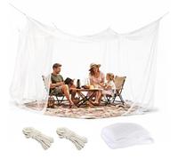Zanzariera 300 x 300 x 250 cm, per esterni, viaggi, campeggio, rete fine 256, con corda lunga 16 m e 1 porta, zanzariera per gazebo, giardino, casa (bianco)