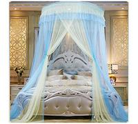 Zanzariera a Baldacchino a Cupola Casual Chic Rotonda Tenda Letto a Baldacchino Principessa Romantica Extra Grande Anti-Insetti Zanzariere Decorazioni per La Camera(Altezza :2.7M) Blu Giallo