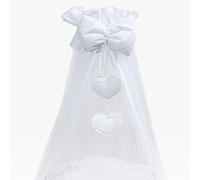 Zanzariera a baldacchino per culla e culla, in pizzo sangallo (cuori bianchi)