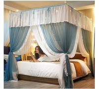 Zanzariera A Baldacchino per Letto A Doppio Strato, Poster A 4 Angoli Tenda da Letto da Principessa Zanzariera per Ragazze Adulte, Green, 120 * 200Cm/47 * 79In