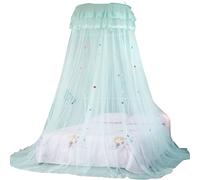 Zanzariera a Baldacchino Rotonda per Letto Bambini e Culla Blu Altezza 272cm