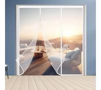 Zanzariera a chiusura automatica, 260 x 245 cm, resistente, bianca, con pesi cuciti per una facile installazione, protezione e controllo dei parassiti.