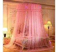 Zanzariera a Cupola per Letto, baldacchino con Luce a LED, Tenda da Letto a baldacchino Queen Ultra Grande sospesa per Neonati, Bambini, Ragazze, Adulti 3 ingressi per Letti Singoli o King s