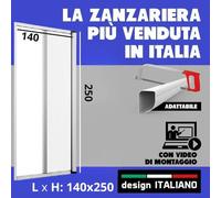Zanzariera a Rullo Laterale 140 x 250 Bianca Fai da Te Kit Riducibile su Misura, per Porte Finestra