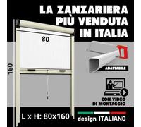 Zanzariera a Rullo Verticale 80 x 160 AVORIO Fai da Te Kit Riducibile su Misura, per Finestra