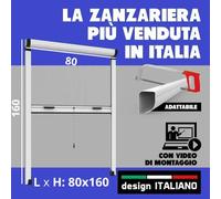 Zanzariera a Rullo Verticale 80 x 160 Bianca Fai da Te Kit Riducibile su Misura, per Finestra
