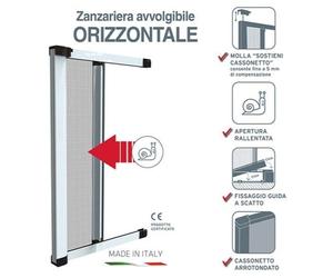 Zanzariera ad un rullo - Finitura Marrone/orizzontale - 1 rullo - 160x250 cm.