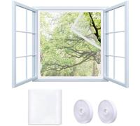 Zanzariera autoadesiva regolabile per finestre, 90 x 90 cm, zanzariera invisibile per finestre e rete a prova di insetti, con nastro autoadesivo