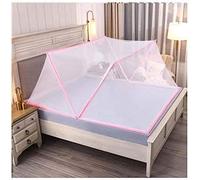 Zanzariera, Baldacchino Per Letto, Zanzariera Crittografata Senza Fondo Pieghevole Da Viaggio Portatile, Tenda Da Campeggio Per Zanzare Pieghevole A Doppia Porta,Rosa,160 Cm*190 Cm,outstanding78