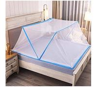 Zanzariera, Baldacchino per Letto, Zanzariera Crittografata Senza Fondo Pieghevole da Viaggio Portatile, Tenda da Campeggio per Zanzare Pieghevole A Doppia Porta,Blu,135 Cm*190 Cm,outstanding78