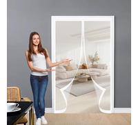 Zanzariera con Calamita 110 x 170 cm, Anti-Zanzare, Anti-Insetti, Rete Ultra-Fine, Installazione Facile, Zanzariera per Porta Tetto per Porta Finestra Balcone, Bianco
