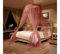 Zanzariera Con Luce a Led, Letto Matrimoniale a Cupola, Baldacchino Protezione Contro Le Zanzare, Tenda Da Letto Pensile Principessa Per Letti Singoli O King Size,Letto Decorativa-Crema di fagioli