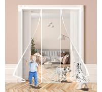 Zanzariera con Magneti per Porte, 120x190cm Bianco Doppie porte Chiusura Automatica Rete Fine, Tenda Totalmente Magnetica, si Chiude da Sola Traspirante Tenda per Balcone Soggiorno