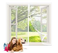 Zanzariera con Magneti per Porte 127 x 137 cm Autoadesiva Traspirante Insect Screen Finestra Installare Senza Fori per Balcone e Porta Finestra, Bianco
